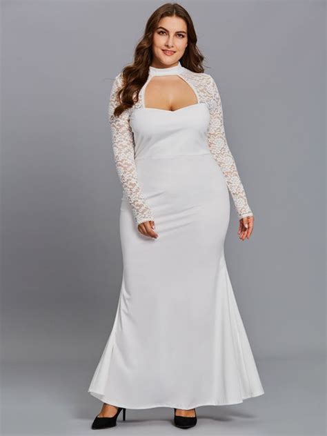 White Lace Maxi Dress Plus Size Attire Plus Size