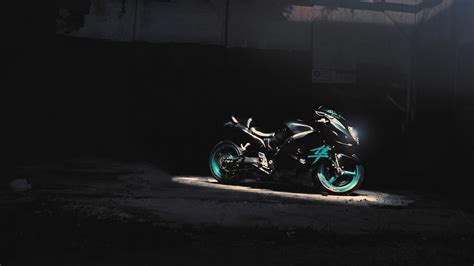 Wallpaper Black Night Motorcycle Vehicle Blue Superbike Suzuki Hayabusa Light