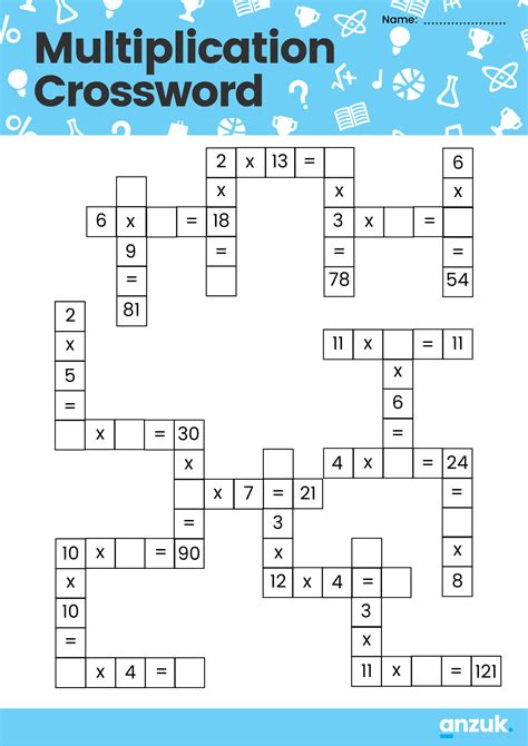 Multiplication Crossword Multiplication Math Exercises Kids Math