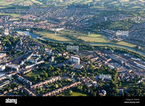 Aerial View Of The City Of Exeter Devon England And River Exe From A