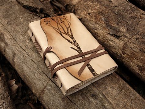 Leather Journal, Notebook, Diary in Brown and Beige with Vintage Style Old Paper, Memories of a ...