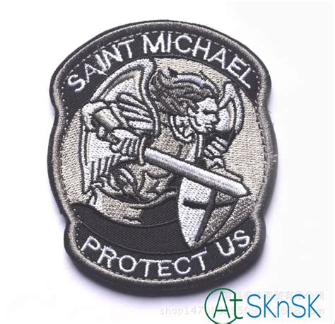 Sk Diy Patches Fashion 1pc Gray Or Drab Protect Us Saint Michael