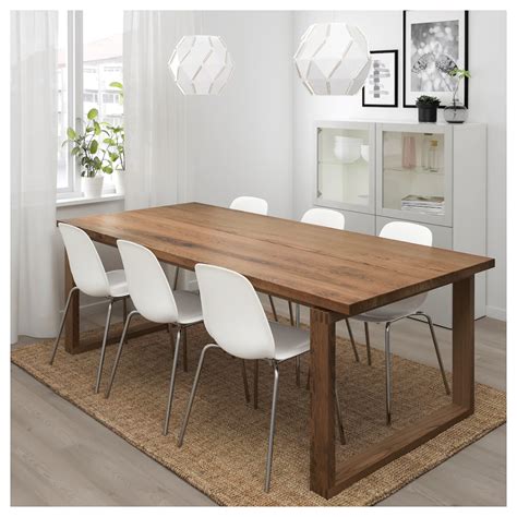 Leaf is stored inside table for easy access. MÖRBYLÅNGA / LEIFARNE Table and 6 chairs, brown, white ...
