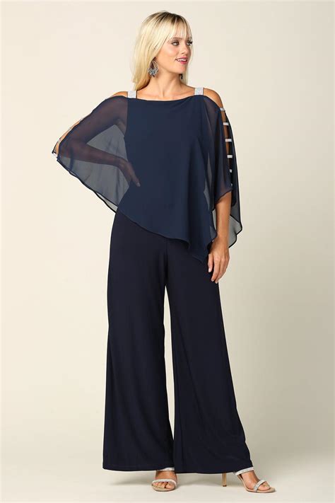 Formal Chiffon Cape Overlay Jumpsuit The Dress Outlet