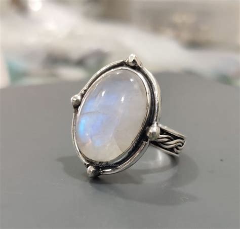 Natural Moonstone Ring Sterling Silver Meditation Ring Fidget