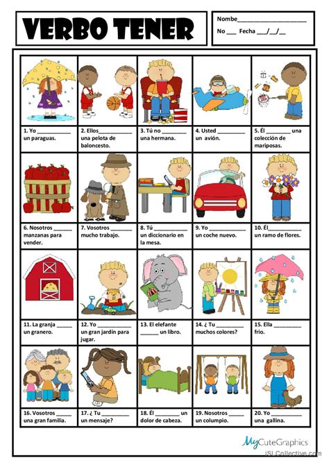 Verbo Tener Presente Indicativo English Esl Worksheets Pdf Doc