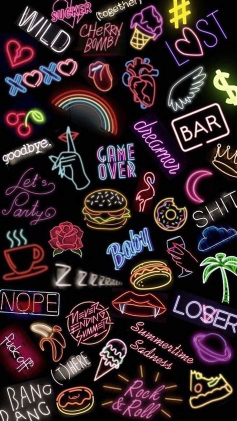 See more ideas about aesthetic iphone wallpaper, aesthetic wallpapers, cute wallpapers. 90s inspired, neon signs, on a black background ...