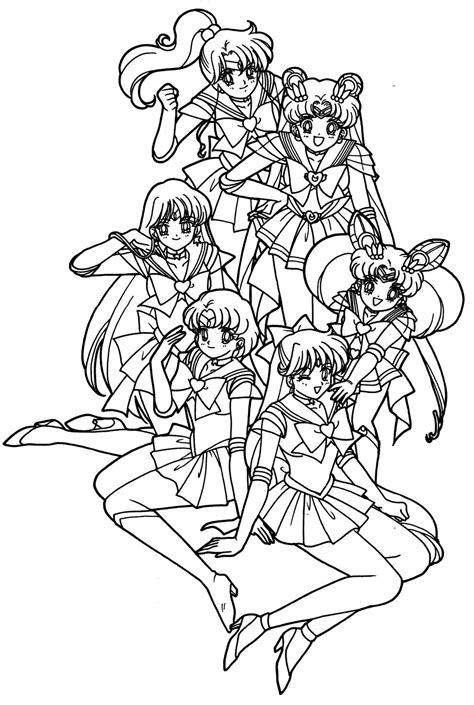 Sailor Moon Group Coloring Pages At Free Printable