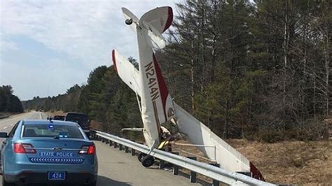 Plane Makes Emergency Landing Nose Down On Maine Highway