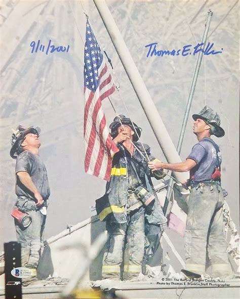 Thomas E Franklin Signed 11x14 Firefighters Raising Flag 911 Photo