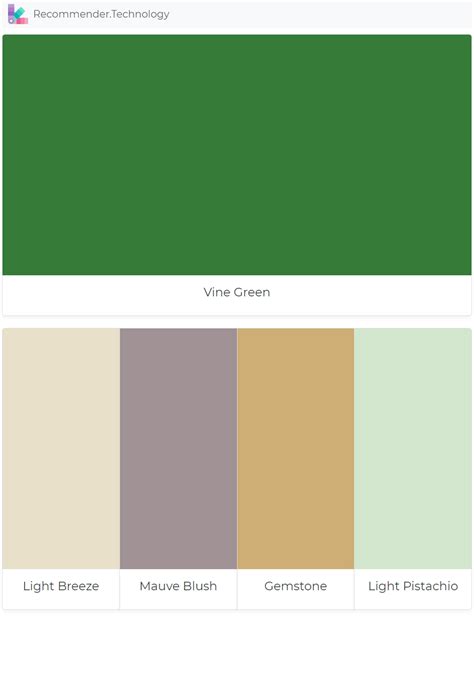 Each color scheme contains the html color codes you will need when coding your website template. Vine Green: Light Breeze, Mauve Blush, Gemstone, Light ...