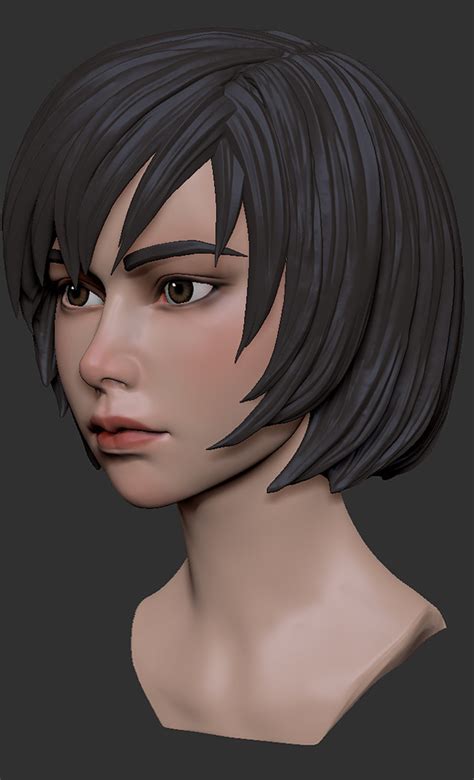 artstation female anime head 1 3d model