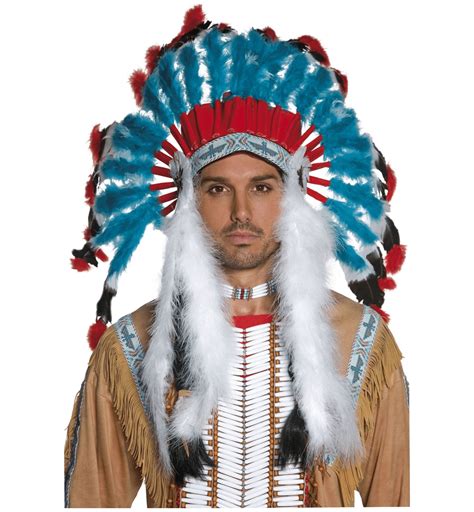 Native American Indian Chief Warrior Western Mens Costume Feathers