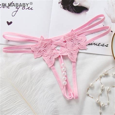 Sexy Hollow Out Hot Women Lingerie G String Double Strap Pearl Massage Underwear Thong Solid