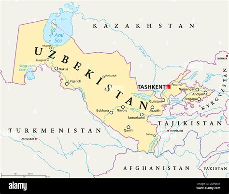 Detailed Political Map Of Uzbekistan Ezilon Maps Images