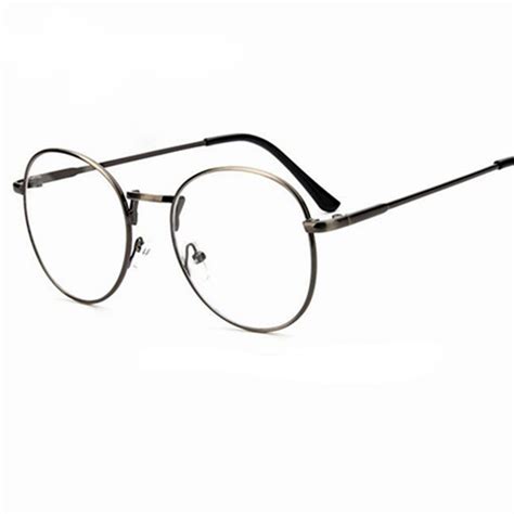 Cheap Small Round Nerd Glasses Clear Lens Unisex Gold Round Metal Frame