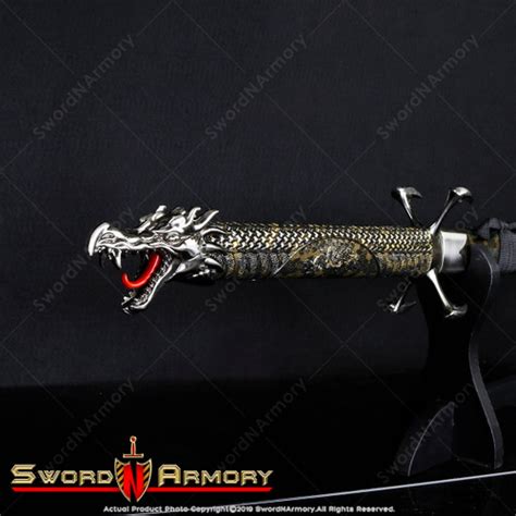 Torch Flying Dragon Fantasy Samurai Katana Sword Gold Accent With Four