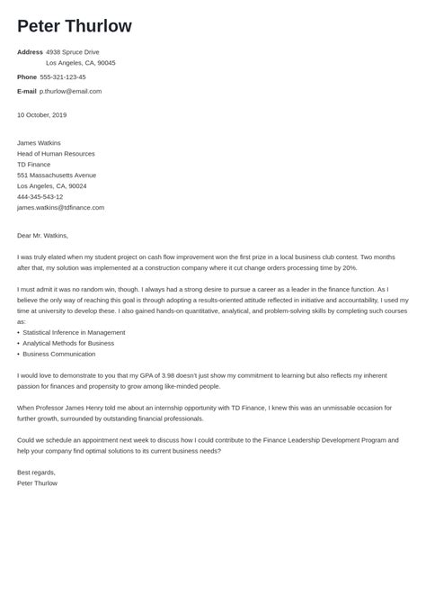 Cover Letter For An Internship Example And Writing Guide
