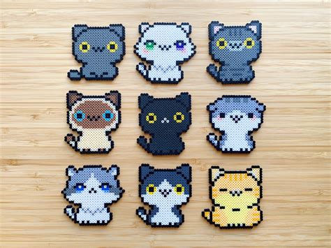Kawaii Cats Perler Beads Art Can Be Fridge Magnet Keychain | Etsy