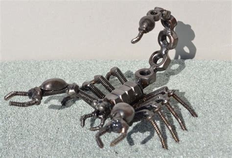 scorpion 5 inches scrap metal art etsy