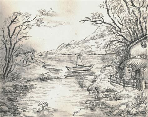 Landscape Pencil Drawing At Getdrawings Free Download