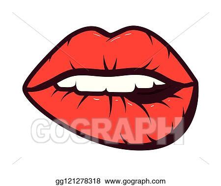 Vector Illustration Sexy Woman Mouth Pop Art Style Stock Clip Art