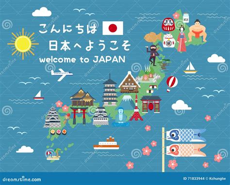 Japan Travel Map Stock Illustration Illustration Of Tourism 71833944