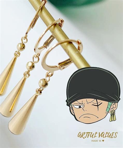 14k Gold Zoro Earrings Roronoa Zoro One Piece Anime Anime Etsy In