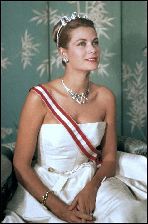 Princess Grace Wearing A Ball Gown Of Shantung By Givenchy And Jewelry All By Cartier