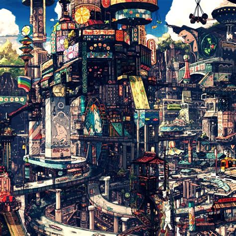 Anime Landscape Manga Art Industrial City