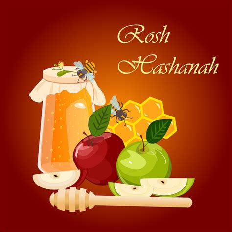 Premium Vector Rosh Hashana Jewish New Year Greeting Card