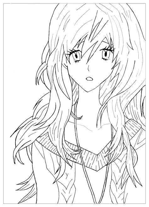 Manga Girl Coloring Pages Sketch Coloring Page