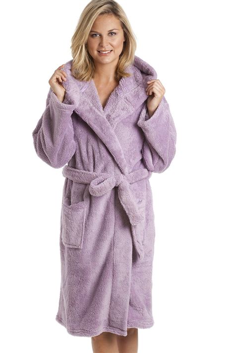 Purple Supersoft Hooded Fleece Bathrobe Turkish Cotton Robe Gowns