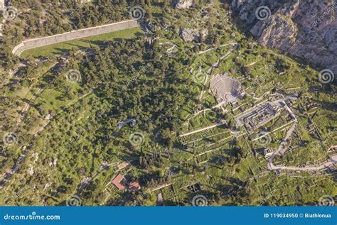 Aerial View Of Ancient Delphi The Famous Sanctuary In Central Greece