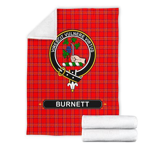 Burnett Crest Tartan Blanket Tartan Home Decor Scottish Clan