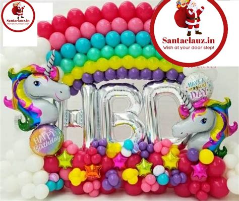 Birthday Day Balloon Bouquet With Unicorn Theme Foil Balloonhappy