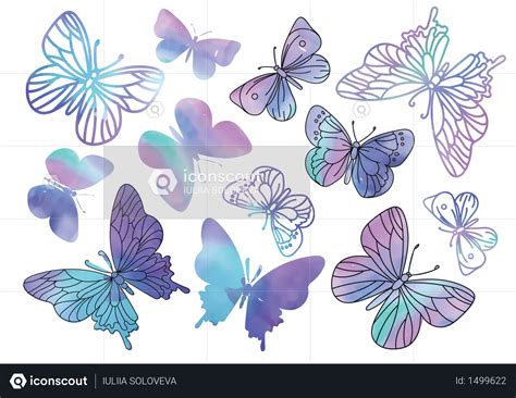Best Premium Purple Butterflies Watercolor Summer Illustration Download
