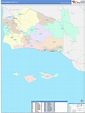 Santa Barbara County, CA Wall Map Color Cast Style by MarketMAPS