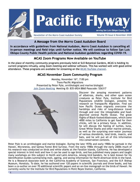 Pacific Flyway Newsletter November 2020 ~ Morro Coast Audubon Society