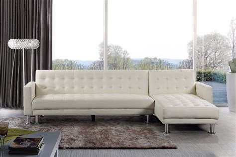 Sleeper Sofa White Leather Baci Living Room