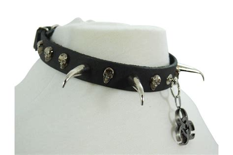 Gothic Punk Rock Emo Biohazard Charm Skull Stud And Horn Spike Leather