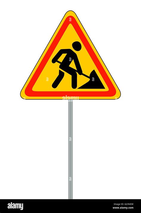 Road Signs Roadworks Vector Illustration On White Stock Vector Image