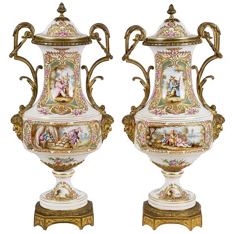 Pair Of 19th Century Sevres Style Porcelain And Ormolu Lidded Vases For Sale At 1stdibs