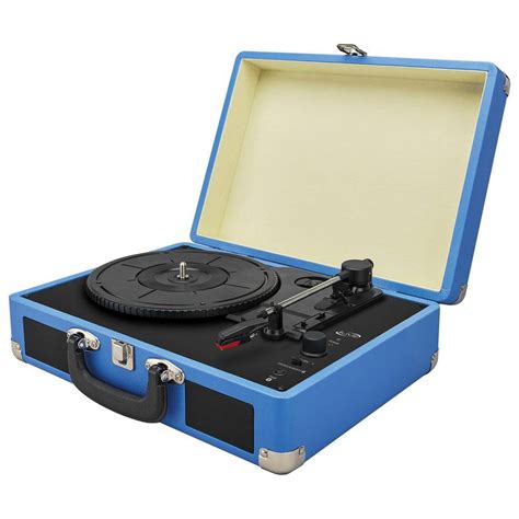 Ilive 3 Speed Suitcase Bluetooth Turntable Blue Ittb476bu The Home Depot