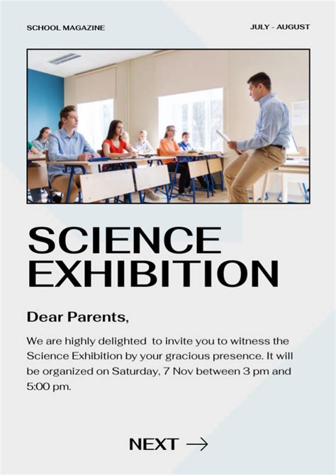 Science Exhibition Announcement Online Newsletter Template Vistacreate