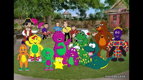 Barney And Friends In The Park With The Wiggles Spike And Dino Youtube