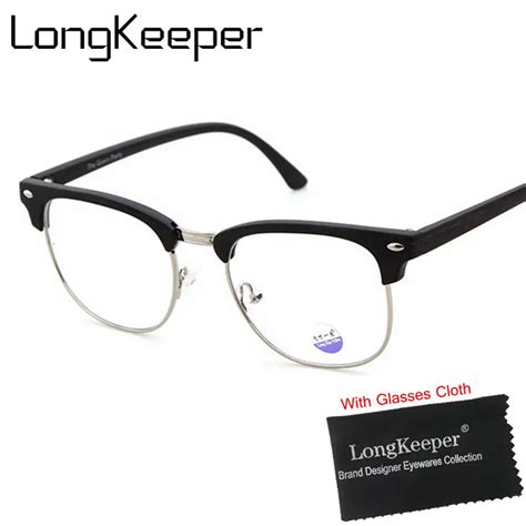 Longkeeper High Quality Semi Rimless Glasses Frame For Women Men Clear Lens Glasses Half Frame