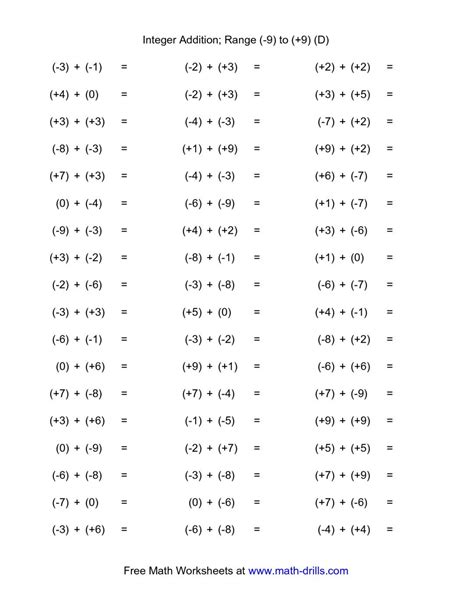 Free Online Printable Worksheets Operations With Integers
