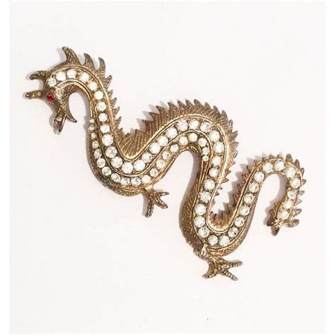 Large Dragon Rhinestone Pin 1960s Vintage Jewelry Christmas Sale 35