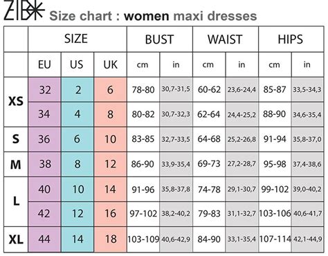 Womens Dress Size Chart Dress Nour